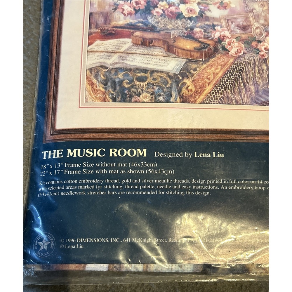 Vtg Sunset No Count Cross Stitch The Music Room Lena Lui 1996 Dimensions Violin - Picture 2 of 3